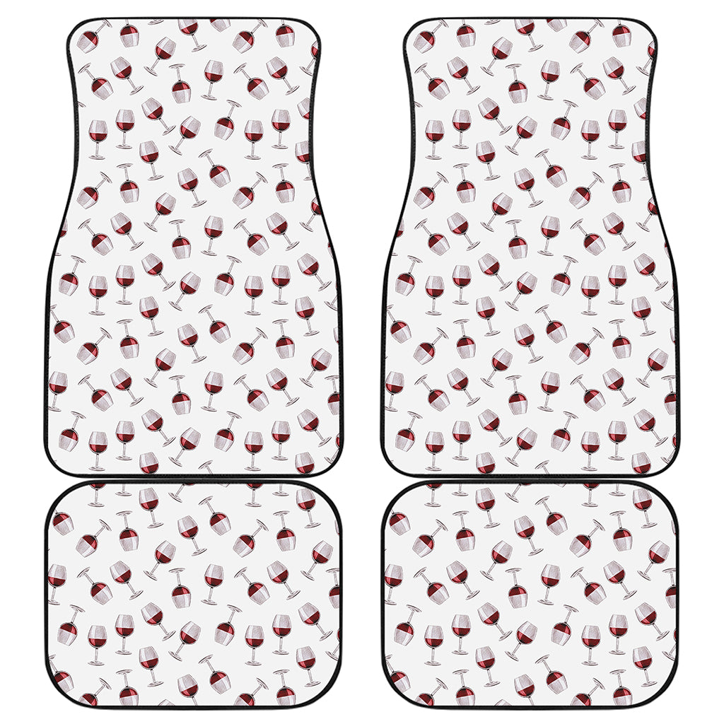 Glasses Of Wine Pattern Print Front and Back Car Floor Mats