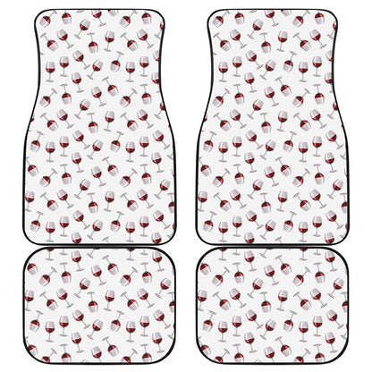 Glasses Of Wine Pattern Print Front and Back Car Floor Mats