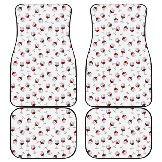 Glasses Of Wine Pattern Print Front and Back Car Floor Mats