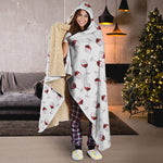 Glasses Of Wine Pattern Print Hooded Blanket