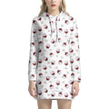 Glasses Of Wine Pattern Print Pullover Hoodie Dress