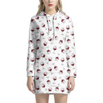 Glasses Of Wine Pattern Print Hoodie Dress