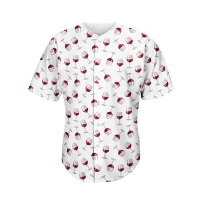Glasses Of Wine Pattern Print Men's Baseball Jersey
