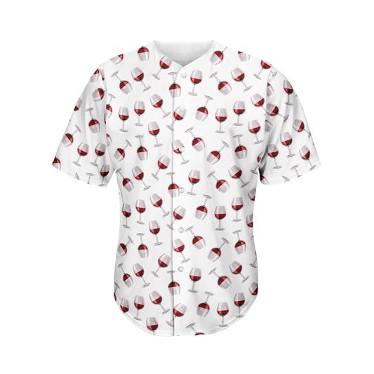 Glasses Of Wine Pattern Print Men's Baseball Jersey