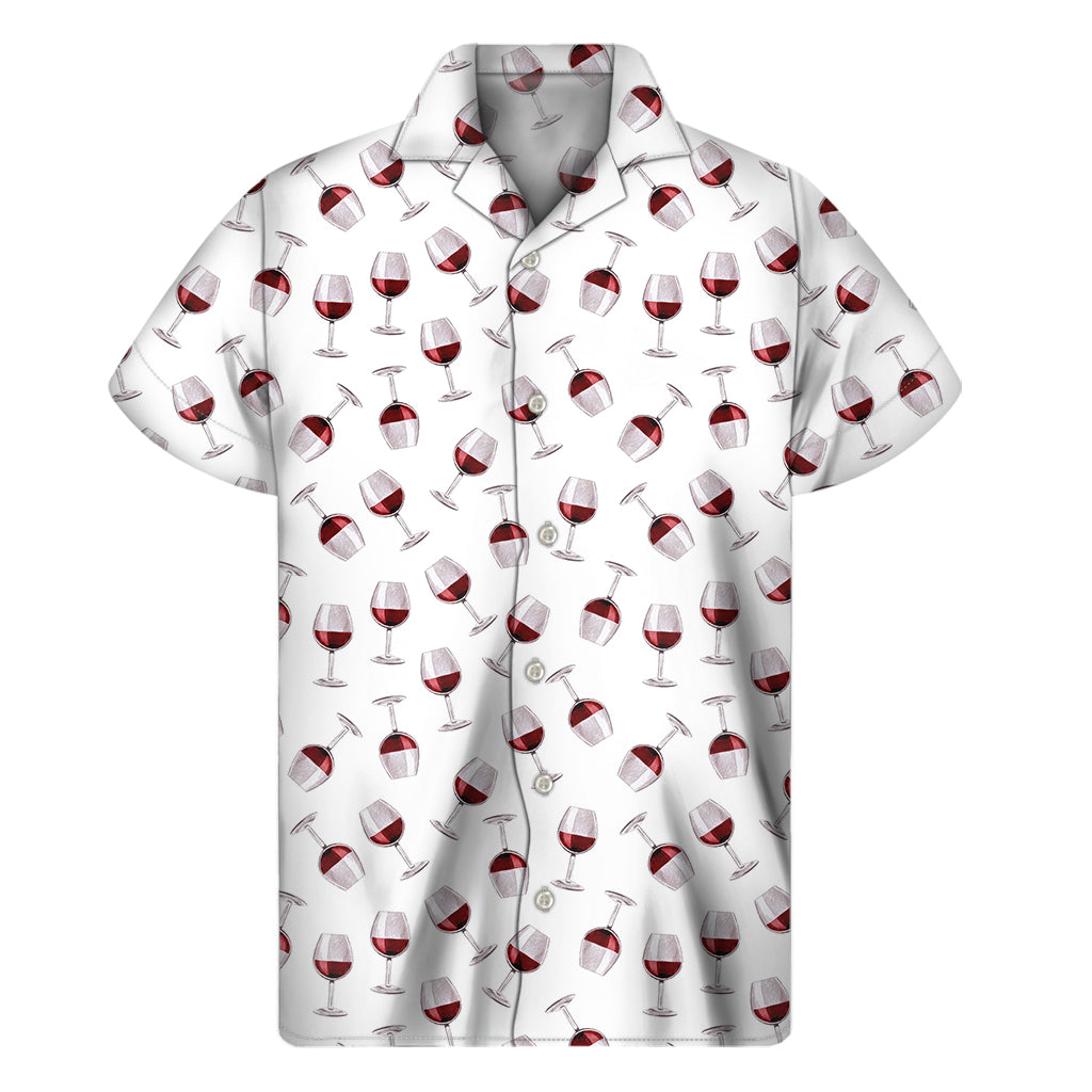 Glasses Of Wine Pattern Print Men's Short Sleeve Shirt