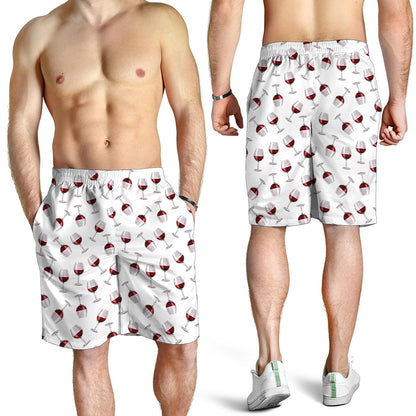 Glasses Of Wine Pattern Print Men's Shorts
