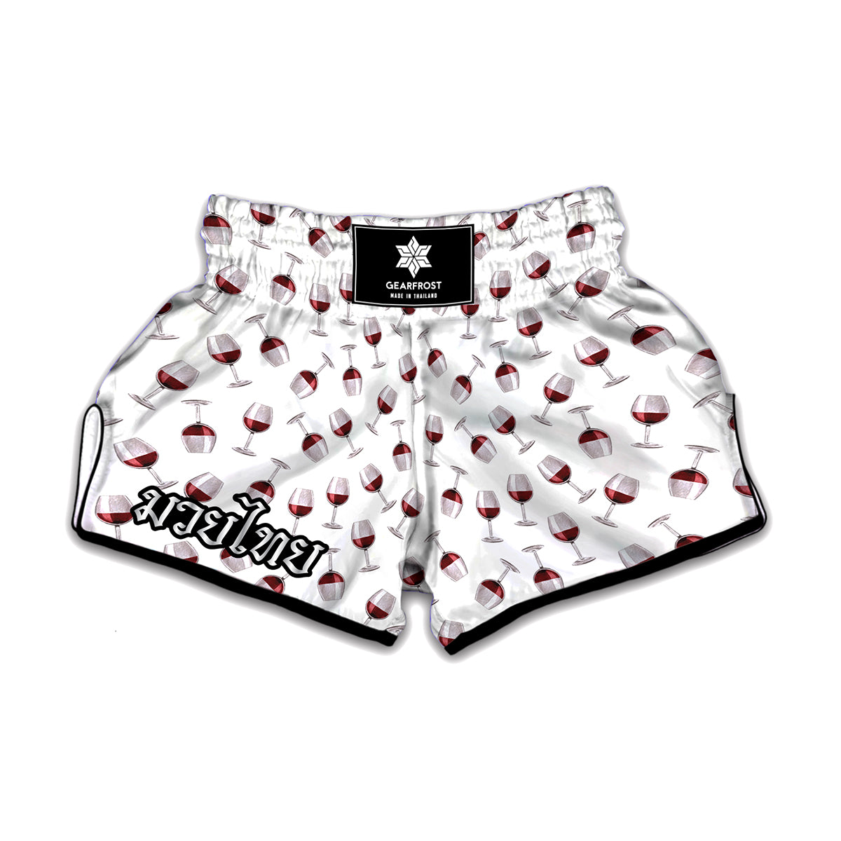 Glasses Of Wine Pattern Print Muay Thai Boxing Shorts