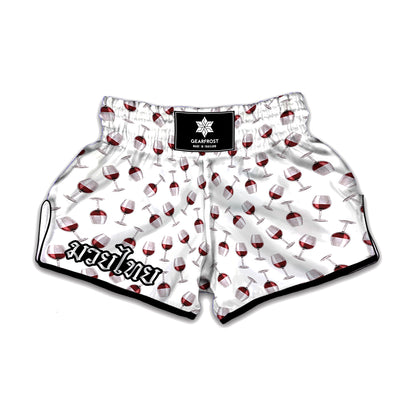 Glasses Of Wine Pattern Print Muay Thai Boxing Shorts