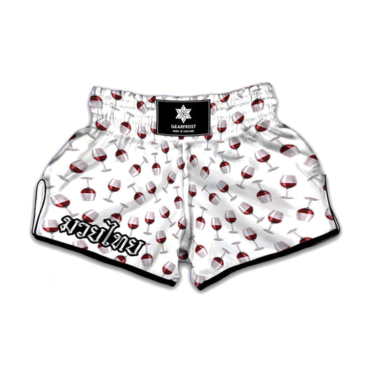 Glasses Of Wine Pattern Print Muay Thai Boxing Shorts