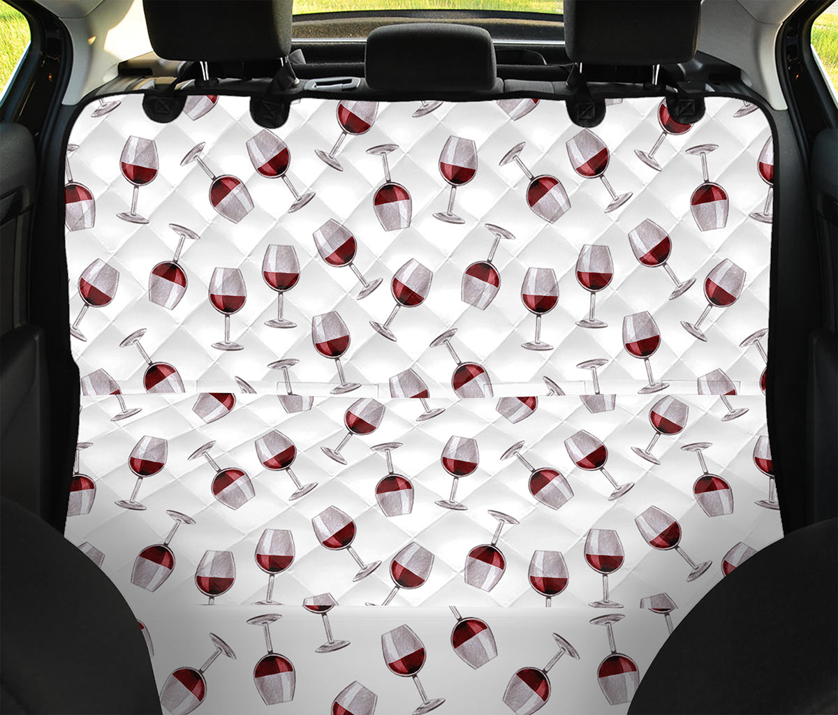 Glasses Of Wine Pattern Print Pet Car Back Seat Cover
