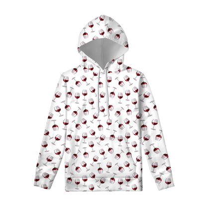 Glasses Of Wine Pattern Print Pullover Hoodie