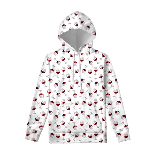 Glasses Of Wine Pattern Print Pullover Hoodie