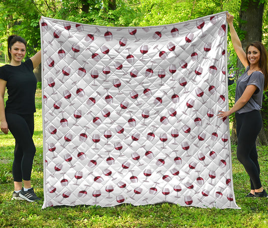 Glasses Of Wine Pattern Print Quilt