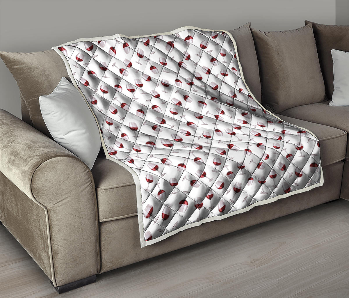 Glasses Of Wine Pattern Print Quilt