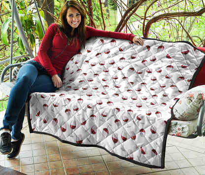 Glasses Of Wine Pattern Print Quilt