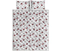 Glasses Of Wine Pattern Print Quilt Bed Set