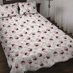 Glasses Of Wine Pattern Print Quilt Bed Set
