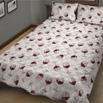 Glasses Of Wine Pattern Print Quilt Bed Set
