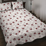 Glasses Of Wine Pattern Print Quilt Bed Set