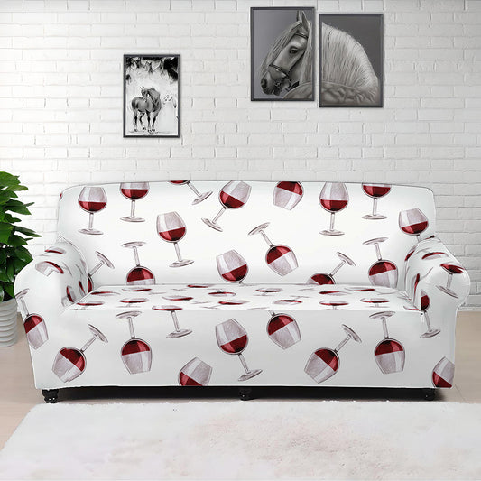 Glasses Of Wine Pattern Print Sofa Cover