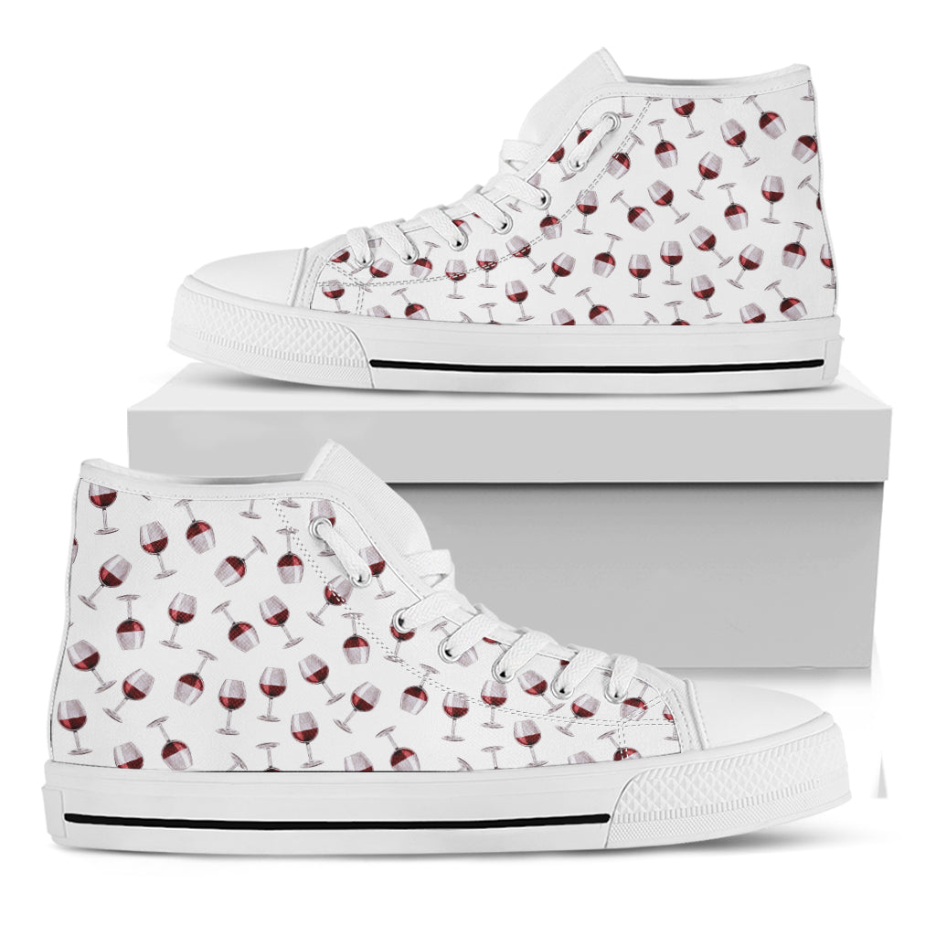 Glasses Of Wine Pattern Print White High Top Shoes