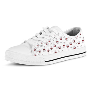 Glasses Of Wine Pattern Print White Low Top Shoes