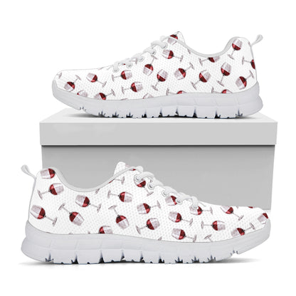Glasses Of Wine Pattern Print White Sneakers