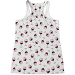 Glasses Of Wine Pattern Print Women's Racerback Tank Top