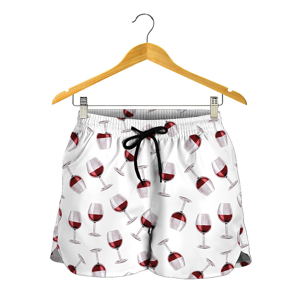 Glasses Of Wine Pattern Print Women's Shorts