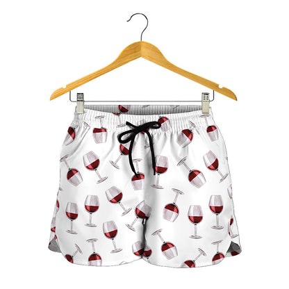 Glasses Of Wine Pattern Print Women's Shorts