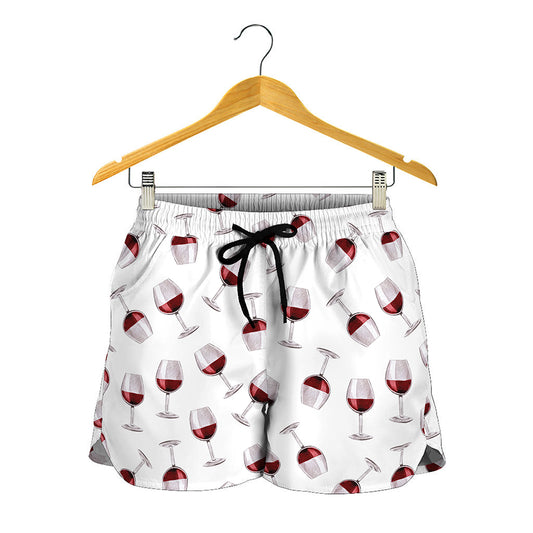 Glasses Of Wine Pattern Print Women's Shorts