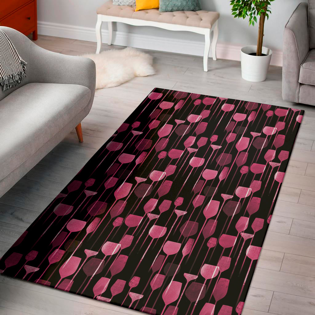 Glasses Of Wine Print Area Rug