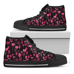 Glasses Of Wine Print Black High Top Shoes