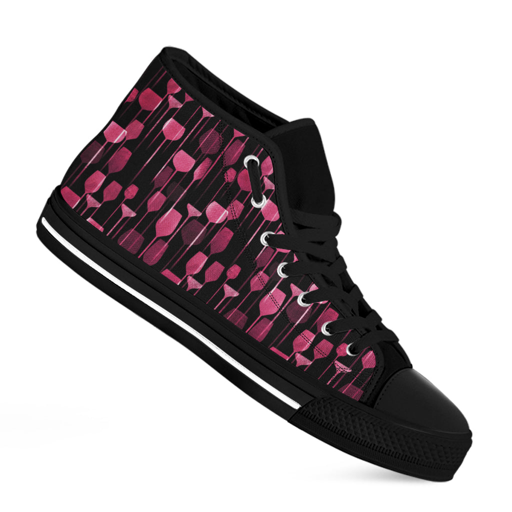 Glasses Of Wine Print Black High Top Shoes