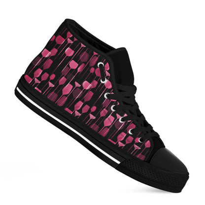 Glasses Of Wine Print Black High Top Shoes