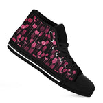 Glasses Of Wine Print Black High Top Shoes