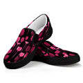 Glasses Of Wine Print Black Slip On Sneakers