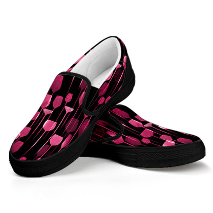 Glasses Of Wine Print Black Slip On Shoes