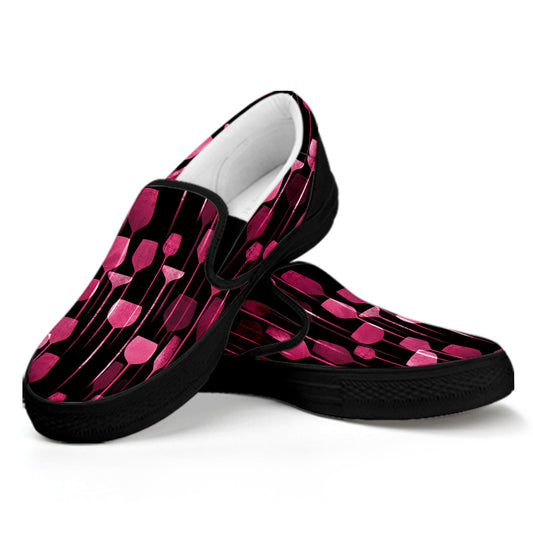 Glasses Of Wine Print Black Slip On Shoes