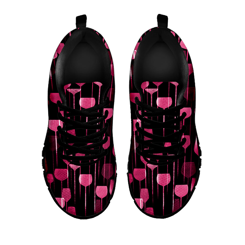Glasses Of Wine Print Black Sneakers