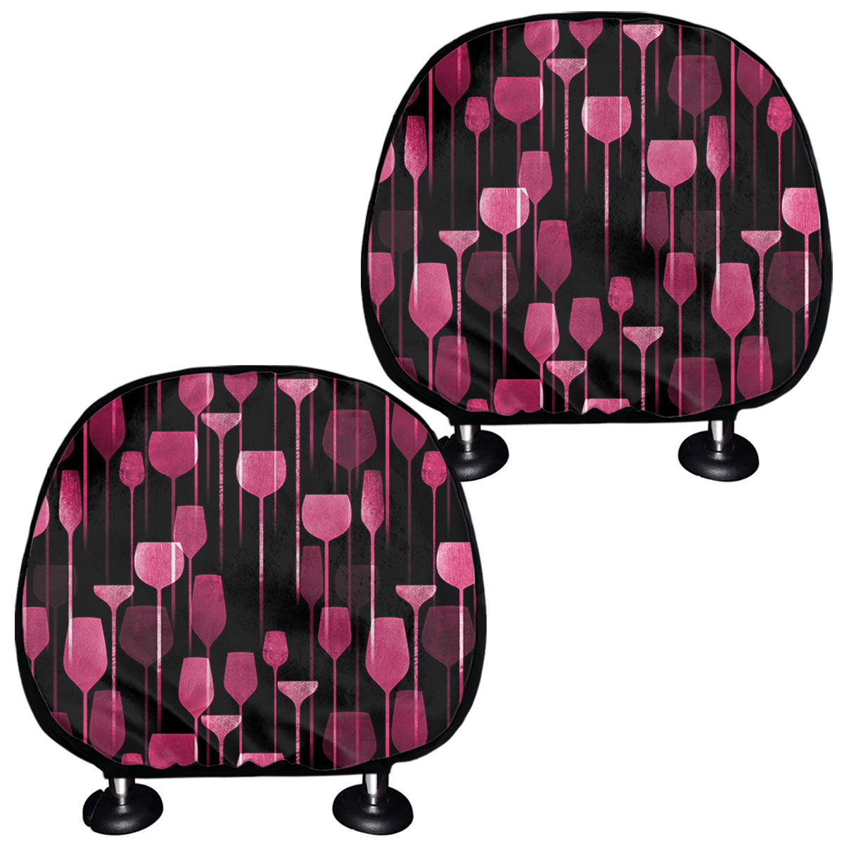 Glasses Of Wine Print Car Headrest Covers
