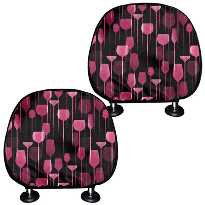 Glasses Of Wine Print Car Headrest Covers