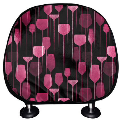 Glasses Of Wine Print Car Headrest Covers