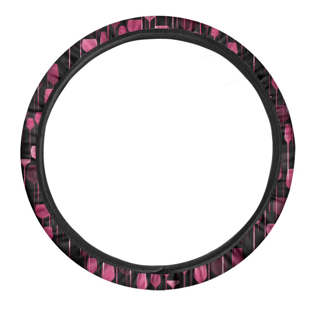 Glasses Of Wine Print Car Steering Wheel Cover