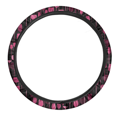 Glasses Of Wine Print Car Steering Wheel Cover