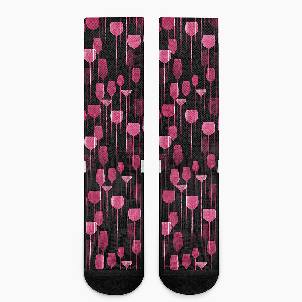 Glasses Of Wine Print Crew Socks
