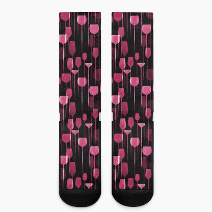 Glasses Of Wine Print Crew Socks