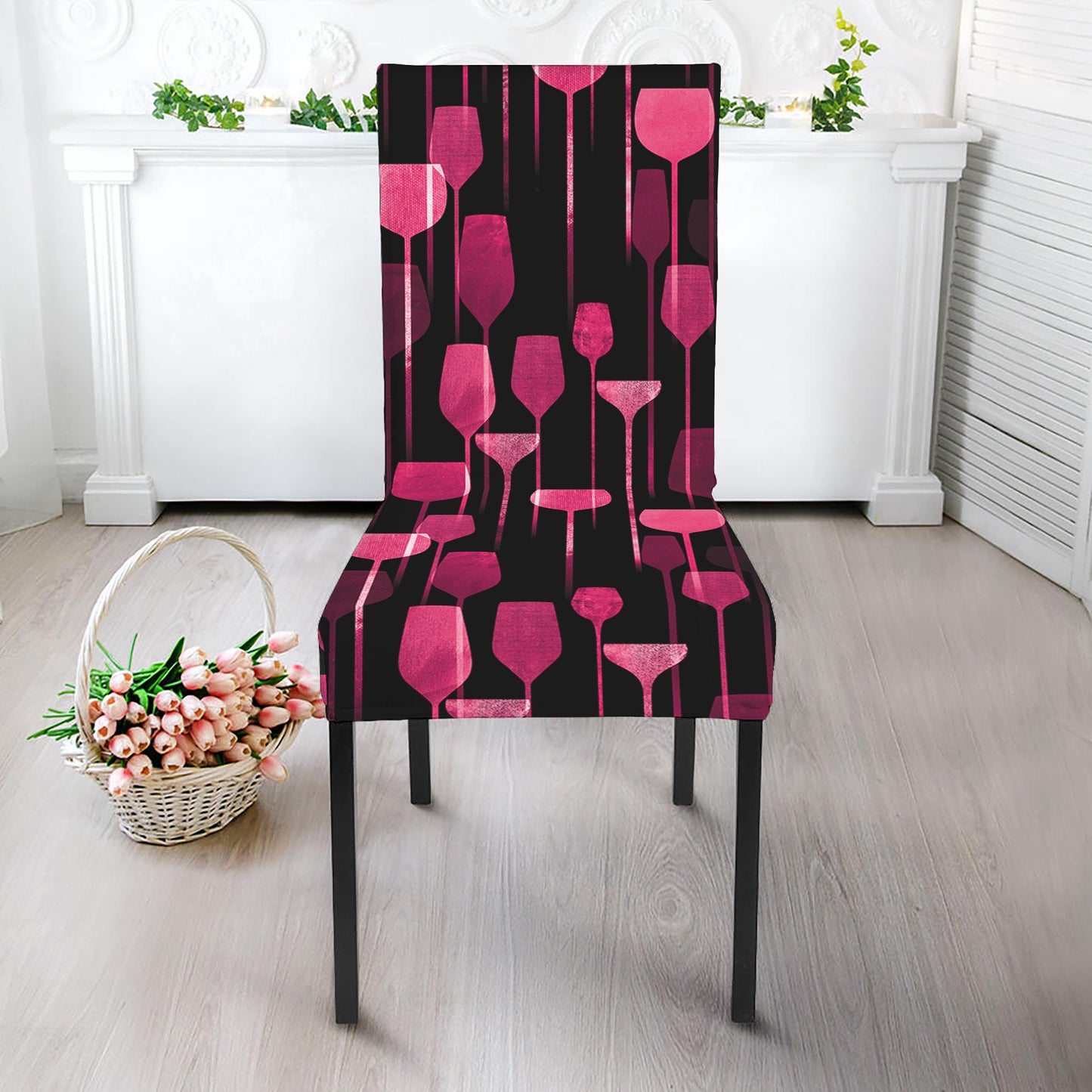 Glasses Of Wine Print Dining Chair Slipcover