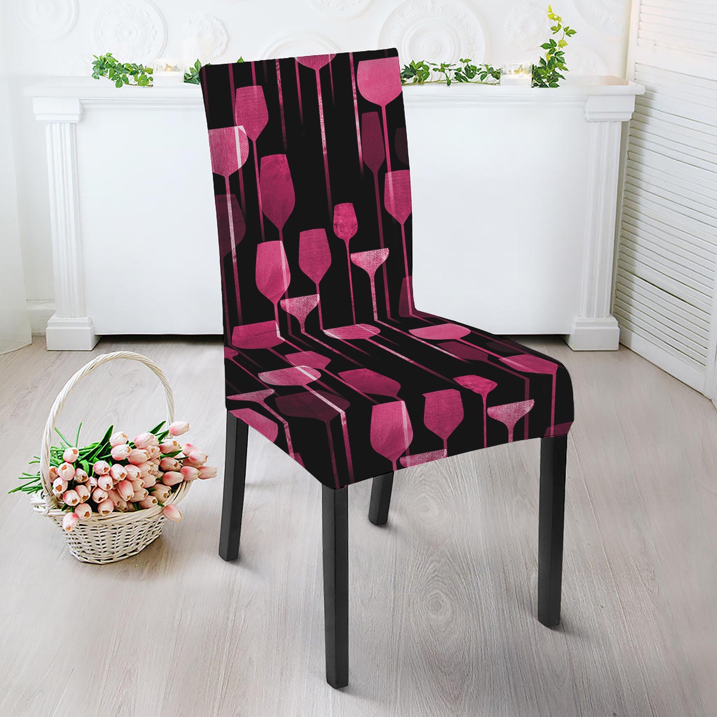 Glasses Of Wine Print Dining Chair Slipcover