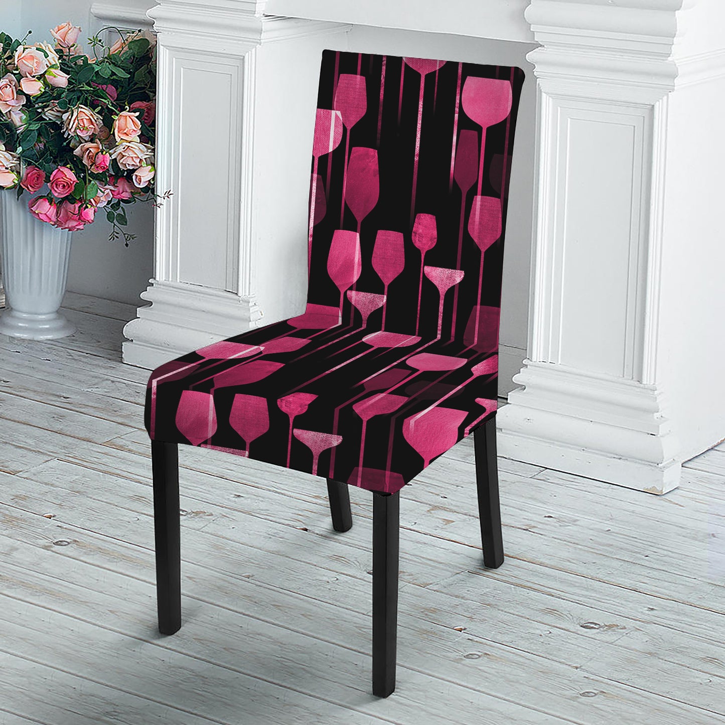 Glasses Of Wine Print Dining Chair Slipcover